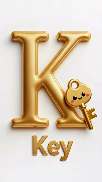 K Like Key Letter K And Key Symbol Close Up Golden Design | AI Video